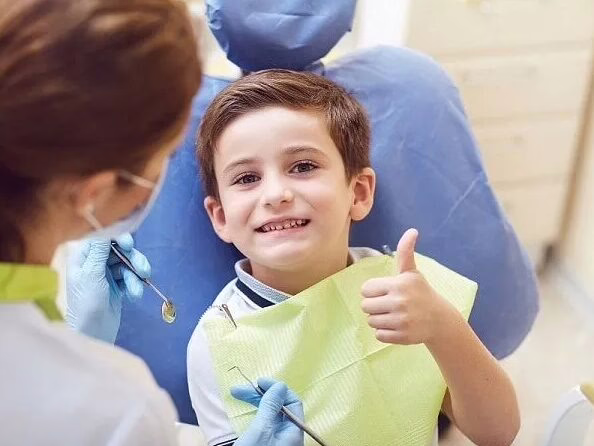 A relaxed child in the dental chair