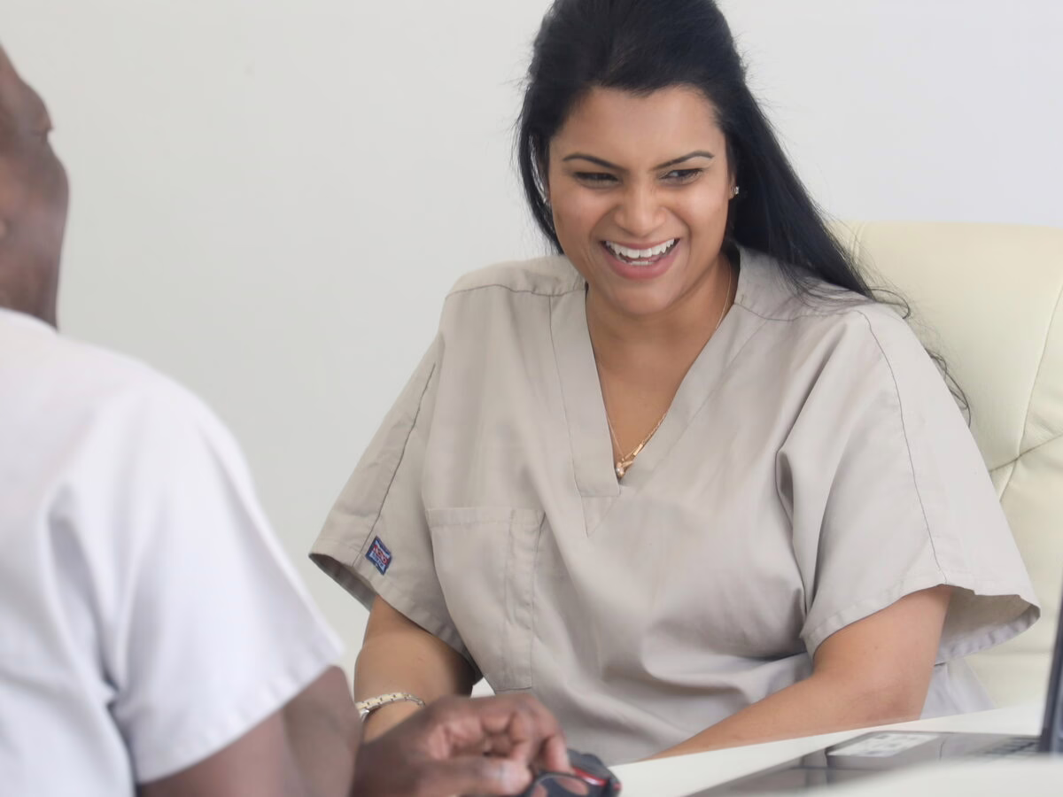 Dr Neha Patel and Dr Ope Sodeinde planning a patient's treatment