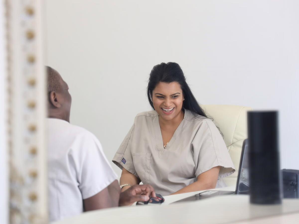Dr Neha Patel and Dr Ope Sodeinde planning a patient's treatment