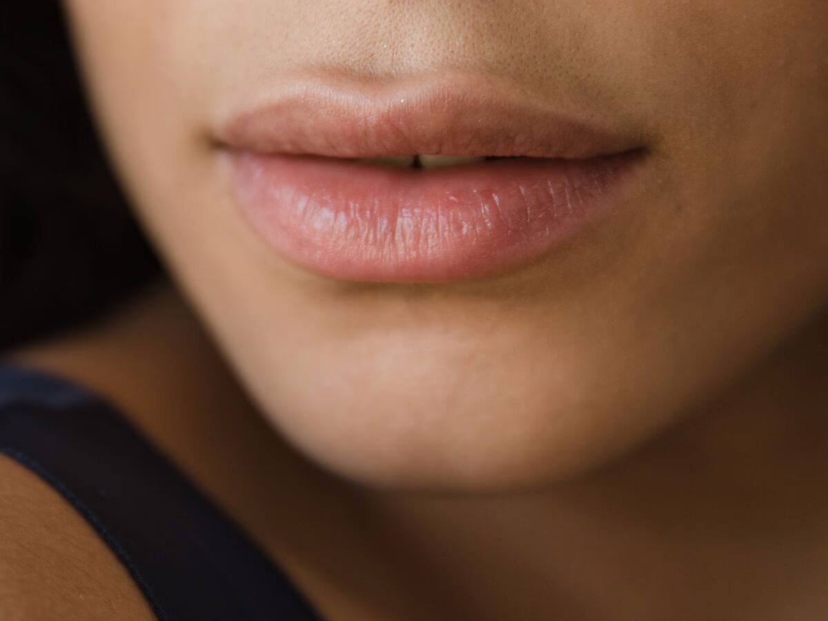 Natural lips, close up