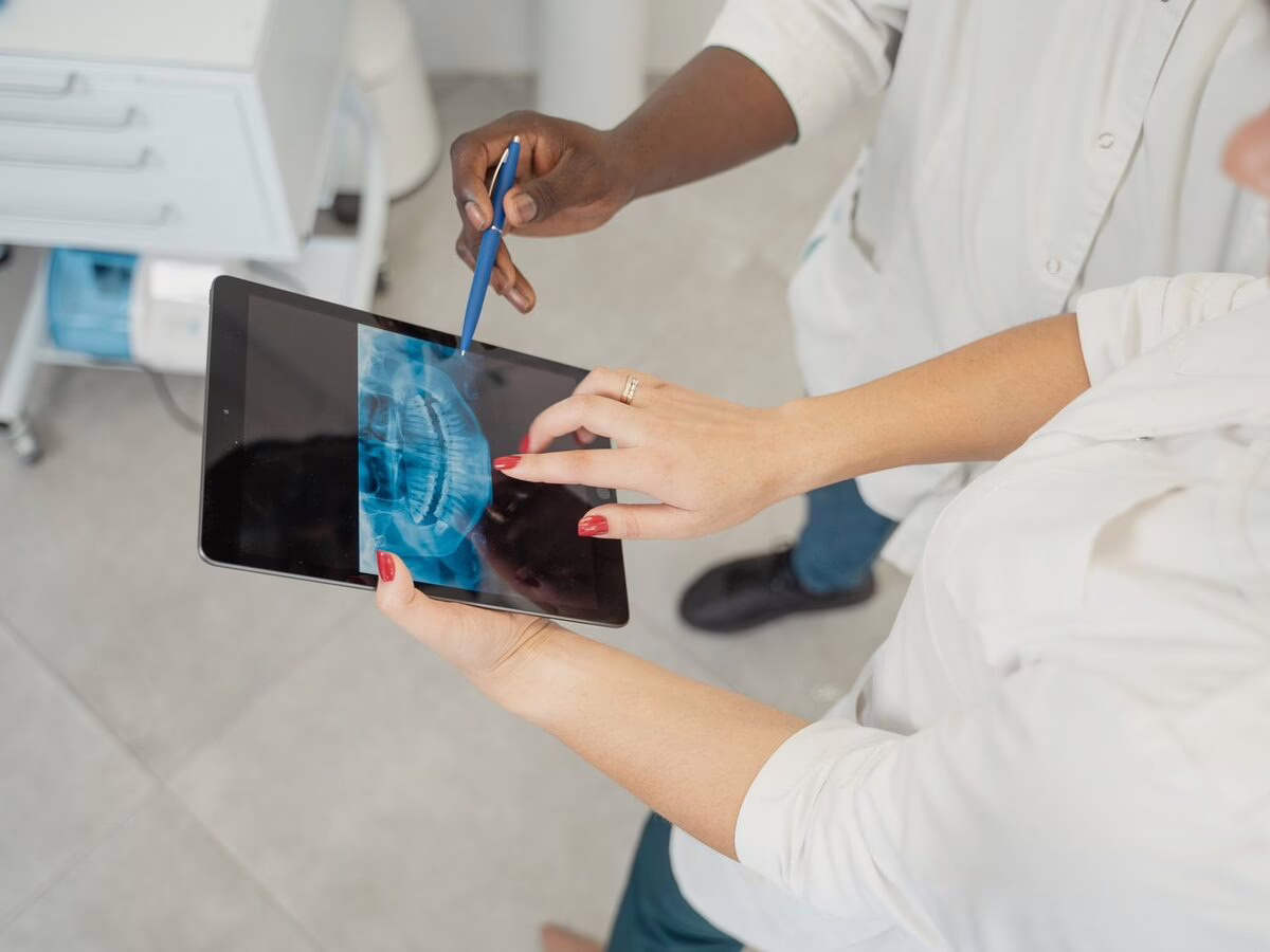 A dental x-ray viewed on a tablet